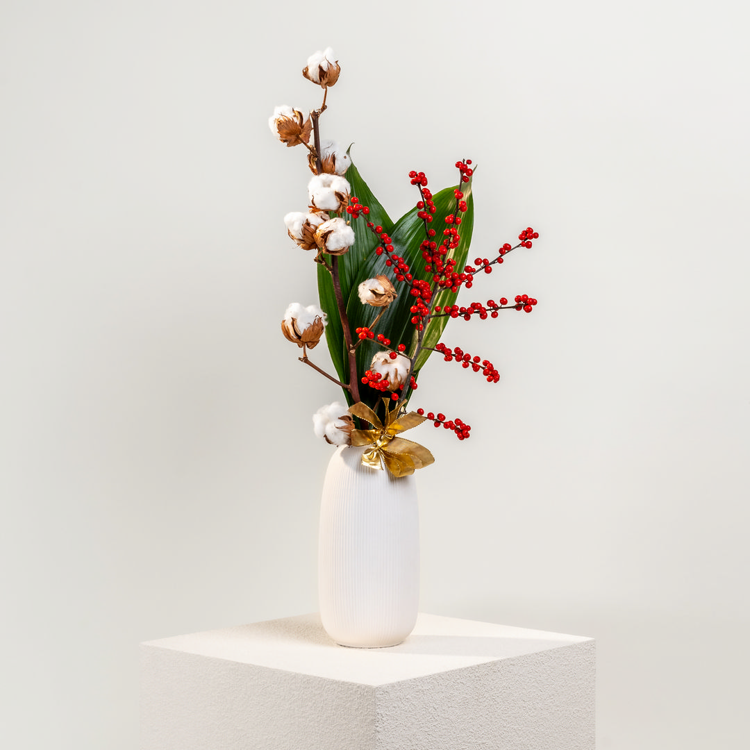 Bacche-cotone-con-Ilex-e-aspidistria